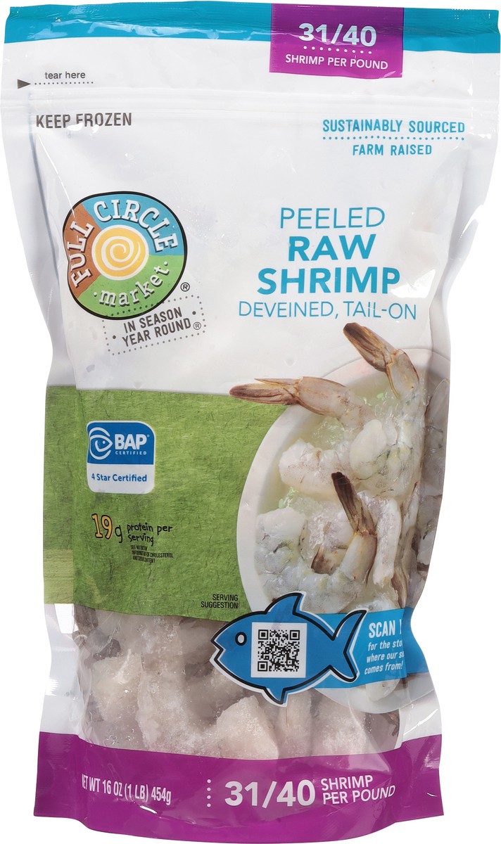 slide 13 of 14, Full Circle Market Tail-On Deveined Peeled Raw Shrimp 16 oz, 16 oz