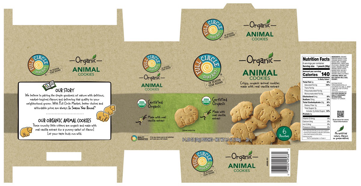 slide 3 of 15, Full Circle Market Crispy, Organic Animal Cookies Made With Real Vanilla Extract, 6.3 oz