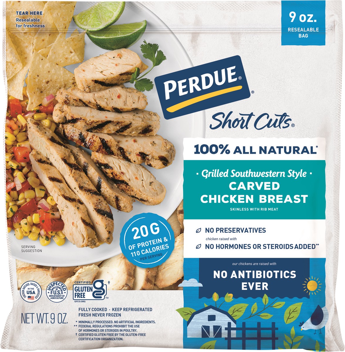 slide 2 of 8, Perdue Short Cuts Grilled Southwestern Style Carved Chicken Breast 9 oz, 9 oz