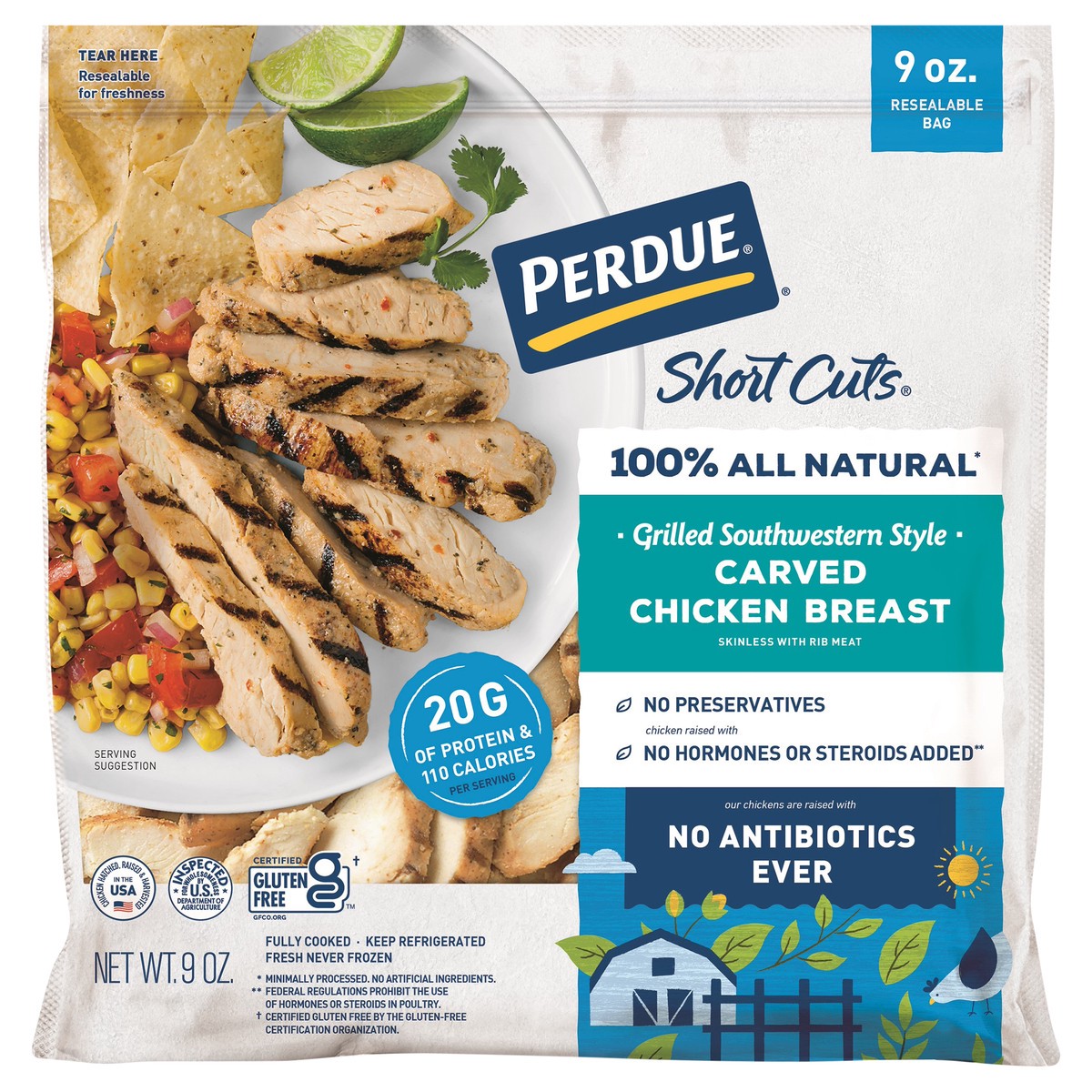 slide 8 of 8, Perdue Short Cuts Grilled Southwestern Style Carved Chicken Breast 9 oz, 9 oz