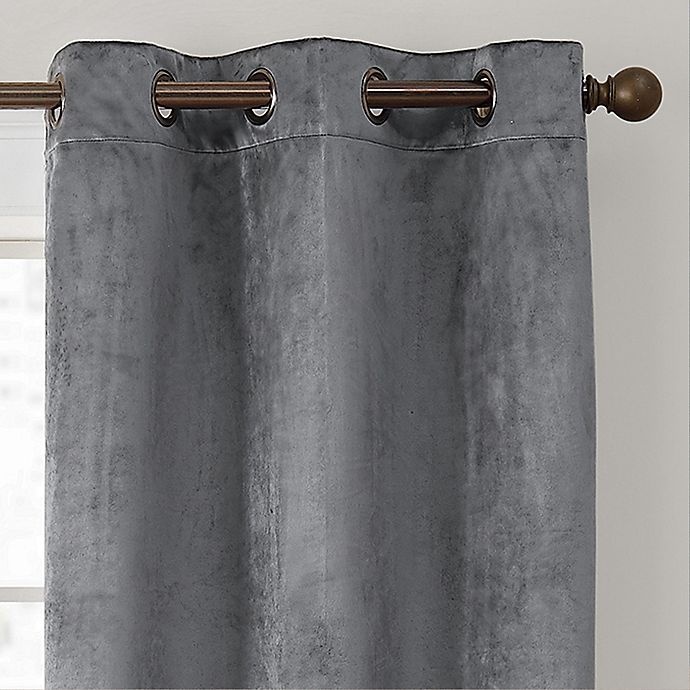 slide 2 of 4, Brookstone Velvet Solid 84-Inch 100% Blackout Window Curtain Panels - Charcoal, 2 ct