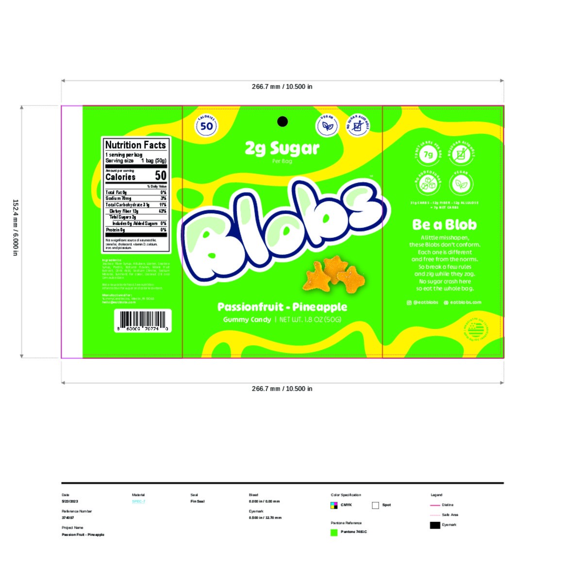 slide 3 of 8, Blobs Passionfruit/Pineapple Gummy Candy 1.8 oz, 1.8 oz