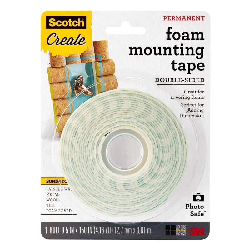 slide 1 of 47, Scotch Create Double-Sided Foam Mounting Tape, 1/2 gal