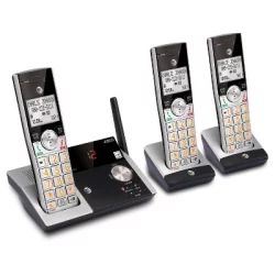 AT&T CL82315 DECT 6.0 Cordless Phone System With Digital Answering Machine, 3 Handsets - Black