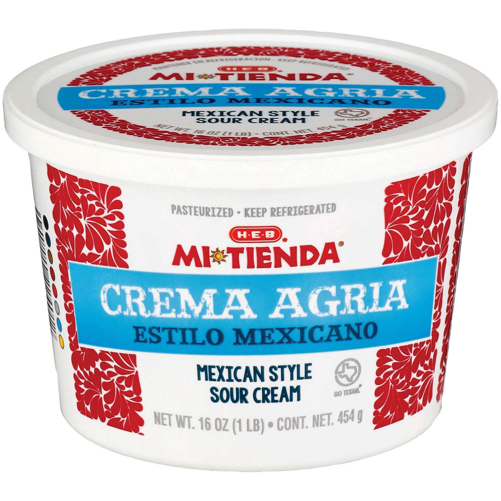 slide 1 of 1, H-E-B Mi Tienda Crema Agria Mexican-Style Sour Cream, 16 oz