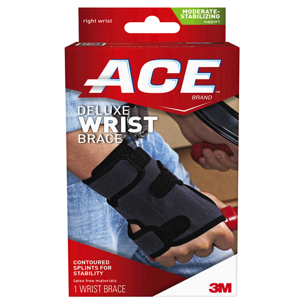 slide 1 of 1, ACE Brand Deluxe Wrist Brace RIGHT, LG/XL, LG/XL
