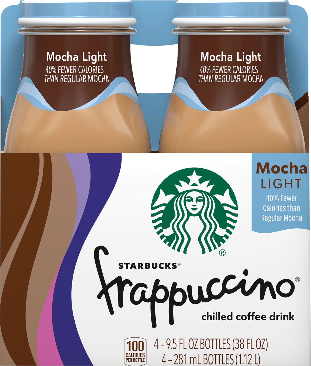 slide 4 of 5, Starbucks Frappuccino Mocha Light Chilled Coffee Drink 4 - 9.5 fl oz Bottles, 4 ct