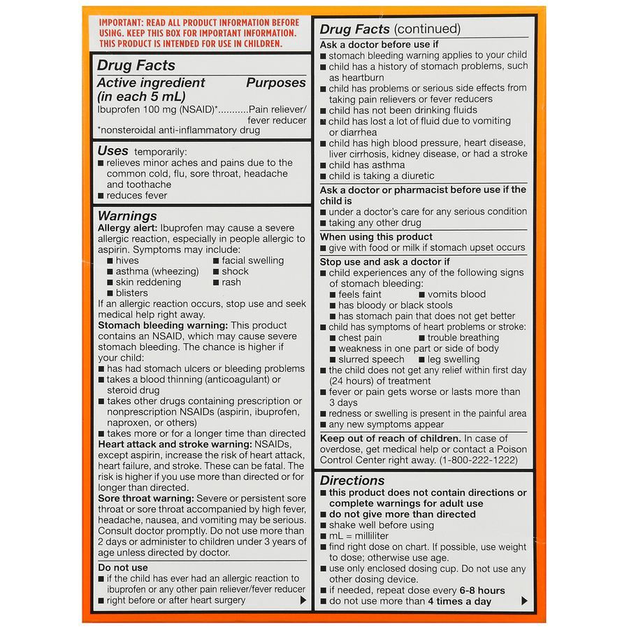 slide 4 of 5, Walgreens Children's Dye-Free Ibuprofen 100 Oral Suspension Berry, 4 fl oz x 2 ct