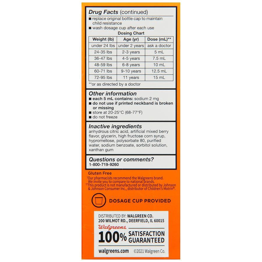 slide 2 of 5, Walgreens Children's Dye-Free Ibuprofen 100 Oral Suspension Berry, 4 fl oz x 2 ct