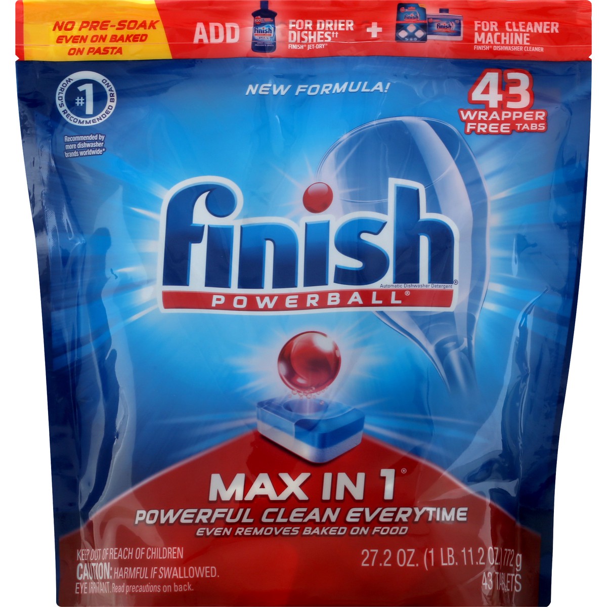 slide 5 of 6, Finish Powerball Tabs Automatic Dishwasher Detergent Shine Protect Max In 1, 46 ct