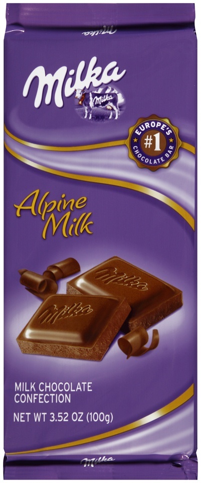 slide 1 of 1, Milka Alpine Milk Chocolate Bar, 3.52 oz