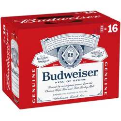 Budweiser King of Beers Lager Genuine Beer 12 Pack, 16 fl oz Cans