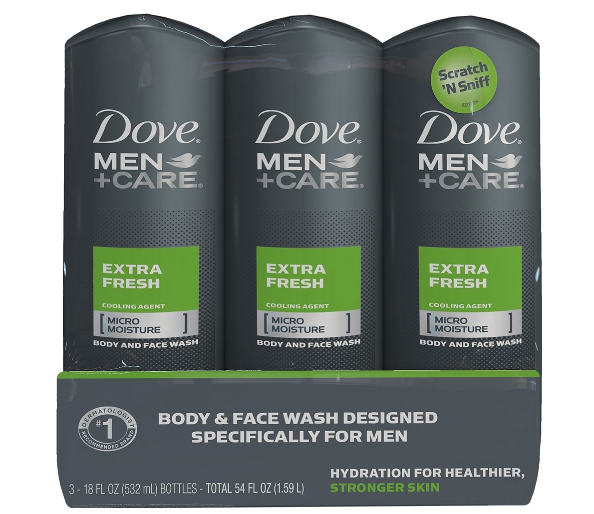 slide 1 of 1, Dove Body and Face Wash 3 ea, 