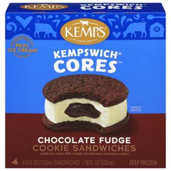 Kemps Chocolate Fudge Cookie Sandwiches 4 - 4.5 fl oz Sandwiches