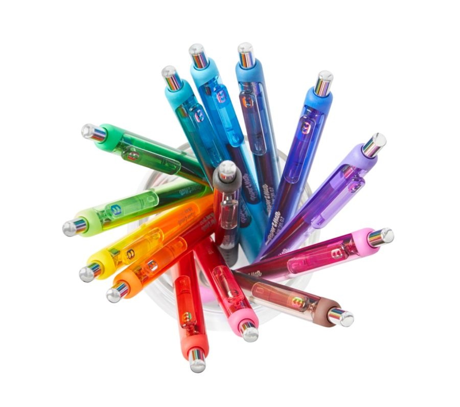 slide 10 of 10, Paper Mate Inkjoy Retractable Gel Pens, Fine Point, 0.5 Mm, Black Barrels, Assorted Ink Colors, Pack Of 3, 3 ct
