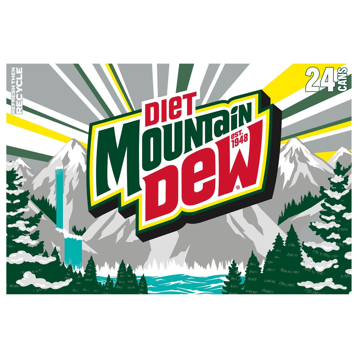 slide 1 of 13, Mountain Dew Diet Soda Citrus 12 Fl Oz, 24 Count, 24 ct