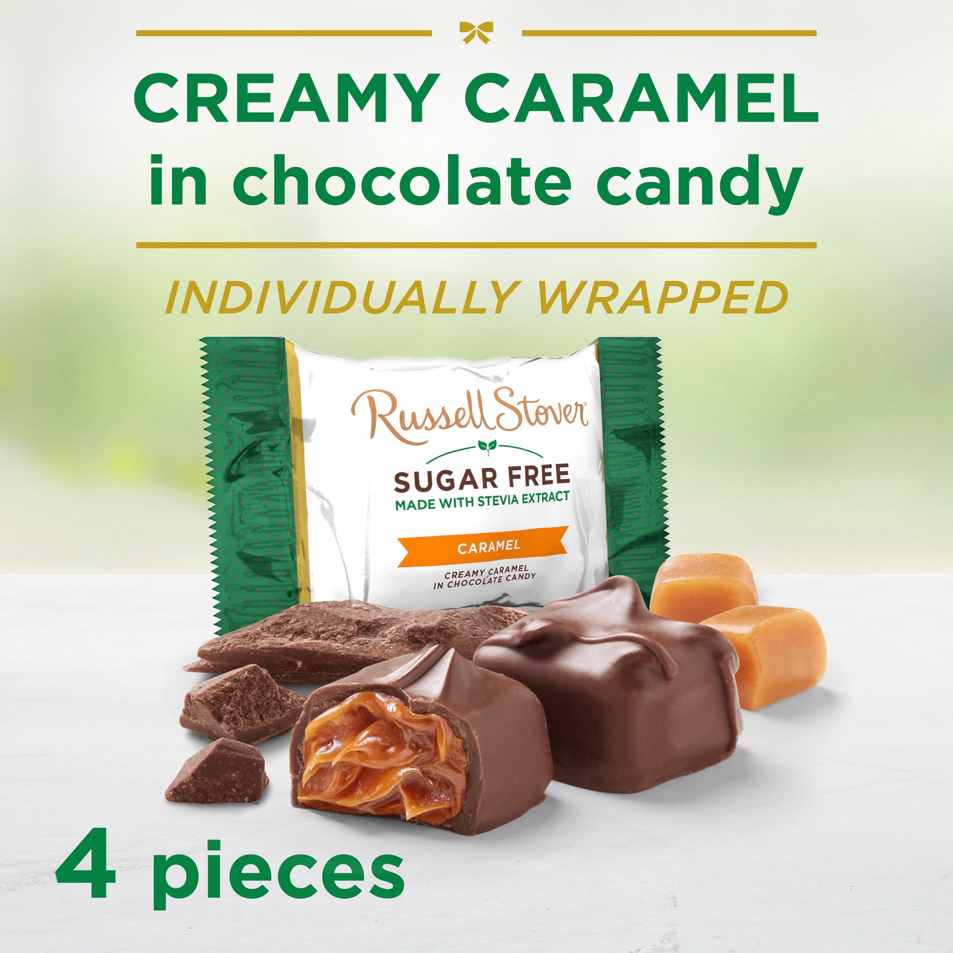 slide 3 of 4, RUSSELL STOVER Sugar Free Caramel in Chocolate Candy, 2 oz. bag, 4 ct