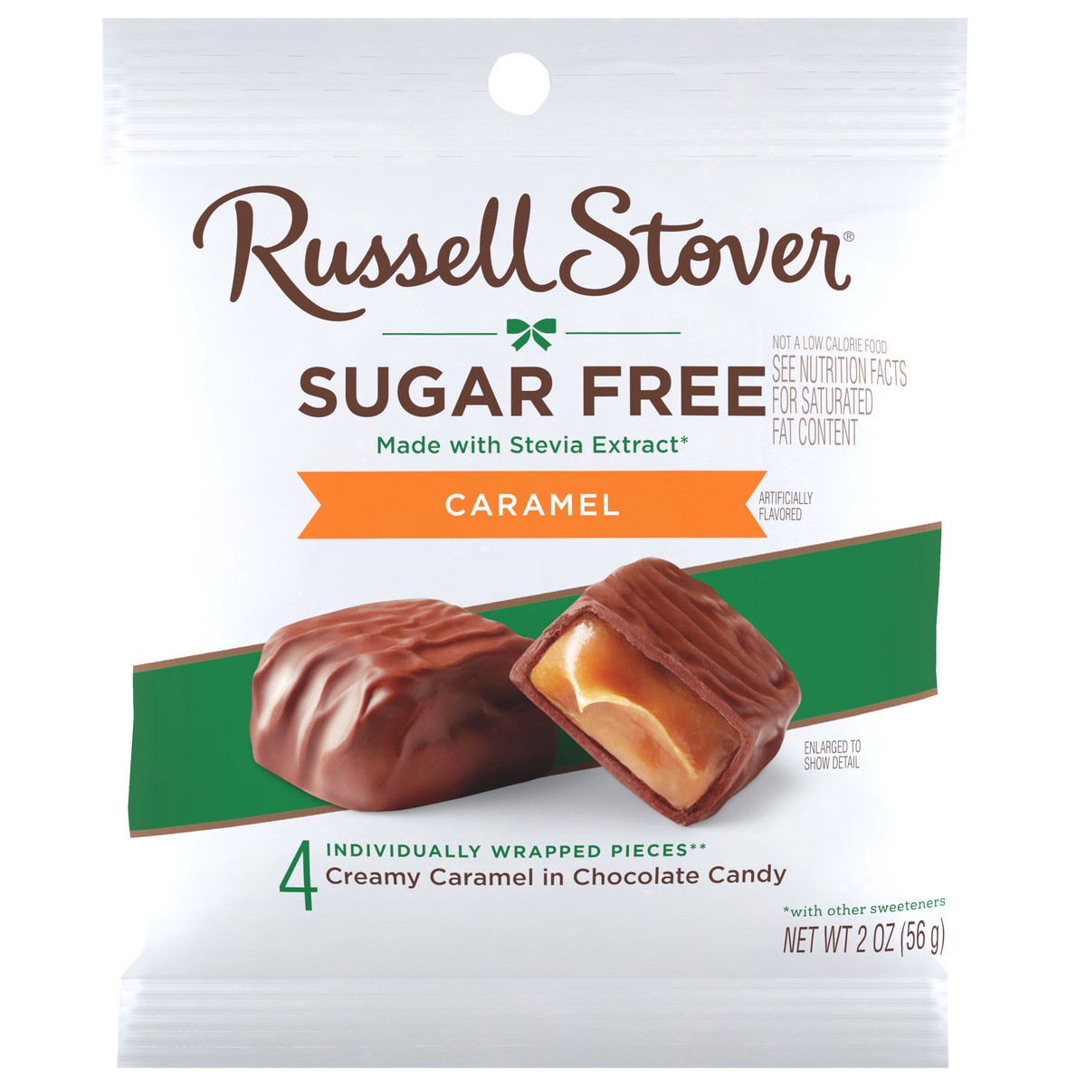 slide 1 of 4, RUSSELL STOVER Sugar Free Caramel in Chocolate Candy, 2 oz. bag, 4 ct