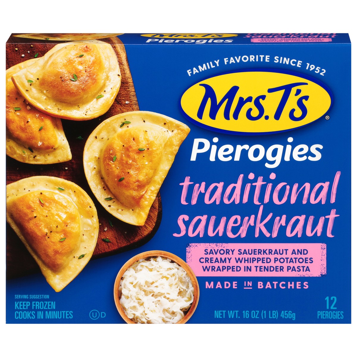 slide 1 of 14, Mrs. T's Traditional Sauerkraut Pierogies 12 ea, 12 ct