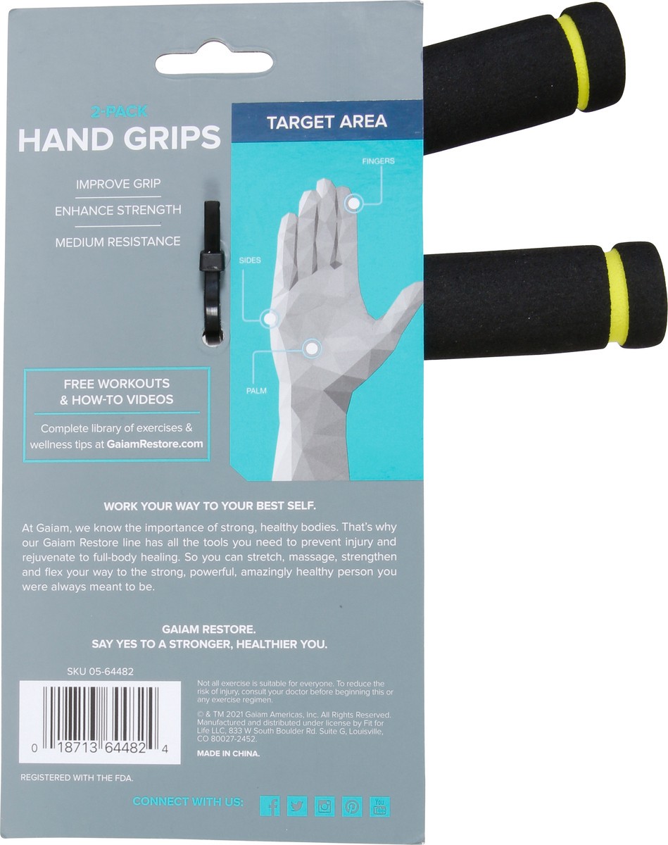 slide 2 of 9, Gaiam Restore 2-Pack Hand Grips 2 ea, 1 ct