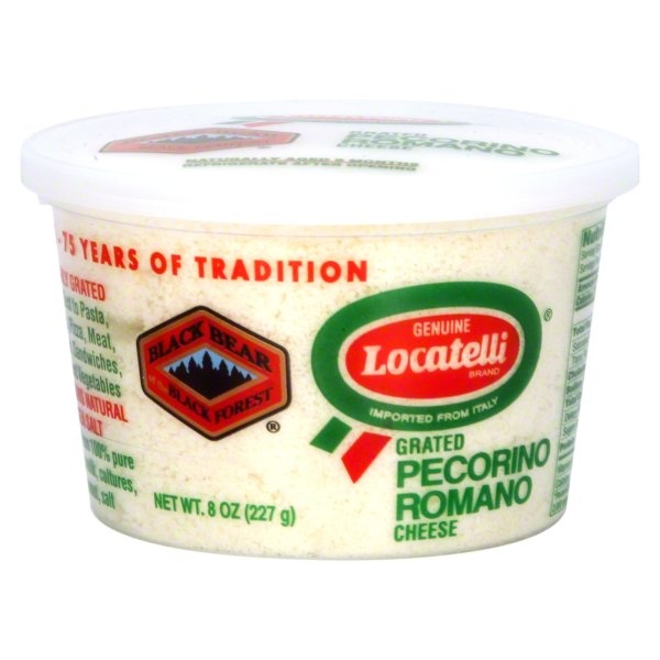 slide 1 of 1, Genuine Locatelli Pecorino Grated Romano Cheese, 8 oz