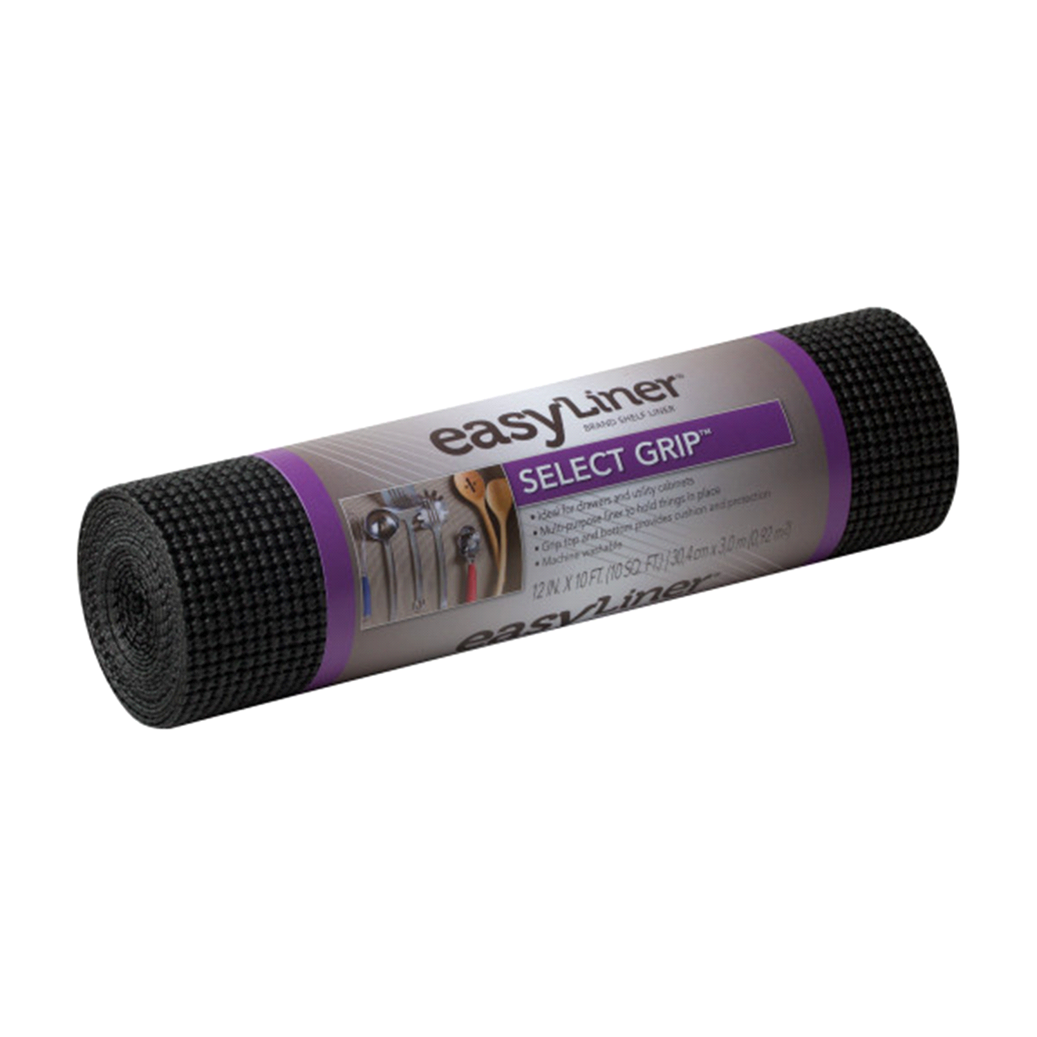 slide 1 of 2, DUCK Select Grip Easy Liner Brand Shelf Liner, Black, 12" x 10', 1 ct