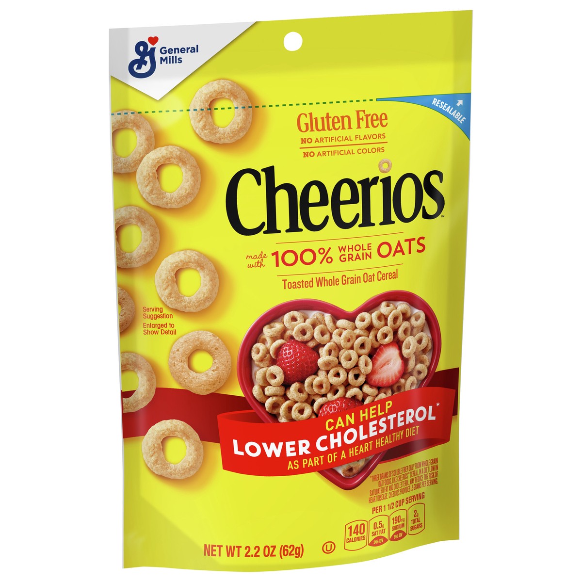 slide 2 of 9, Cheerios Whole Grain Oats Gluten-Free Breakfast Cereal, 2.2 oz Pouch, 2.2 oz