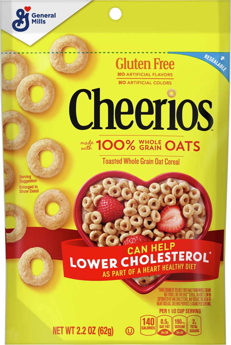 slide 6 of 9, Cheerios Whole Grain Oats Gluten-Free Breakfast Cereal, 2.2 oz Pouch, 2.2 oz