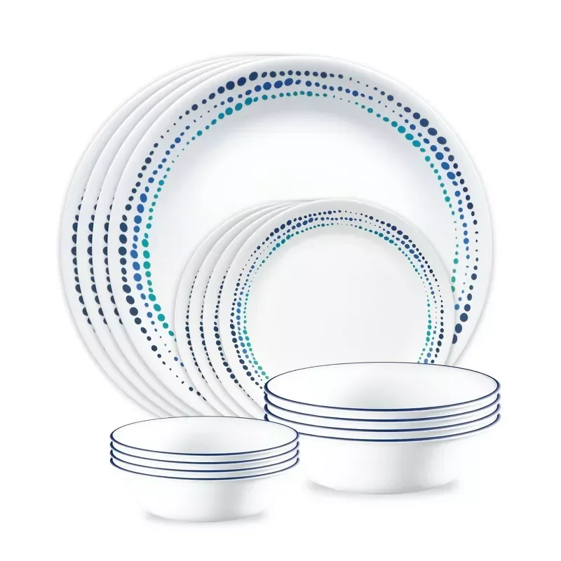 slide 1 of 9, Corelle Livingware 16-Piece Ocean Blues Dinnerware Set, Service for 4., 1 ct