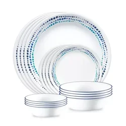Corelle Livingware 16-Piece Ocean Blues Dinnerware Set, Service for 4.