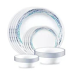 Corelle Livingware 16-Piece Ocean Blues Dinnerware Set, Service for 4.