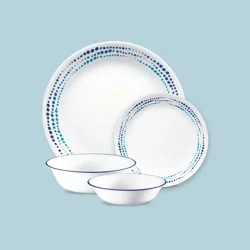 Corelle Livingware 16-Piece Ocean Blues Dinnerware Set, Service for 4.