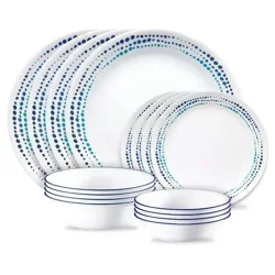 Corelle Livingware 16-Piece Ocean Blues Dinnerware Set, Service for 4.