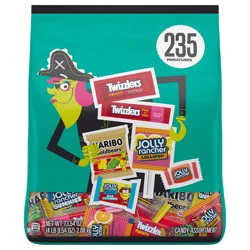 Haribo, Jolly Rancher, and Twizzlers Miniatures Assorted Fruit Flavored Halloween Candy Bulk Bag, 73.54 oz (235 Pieces)