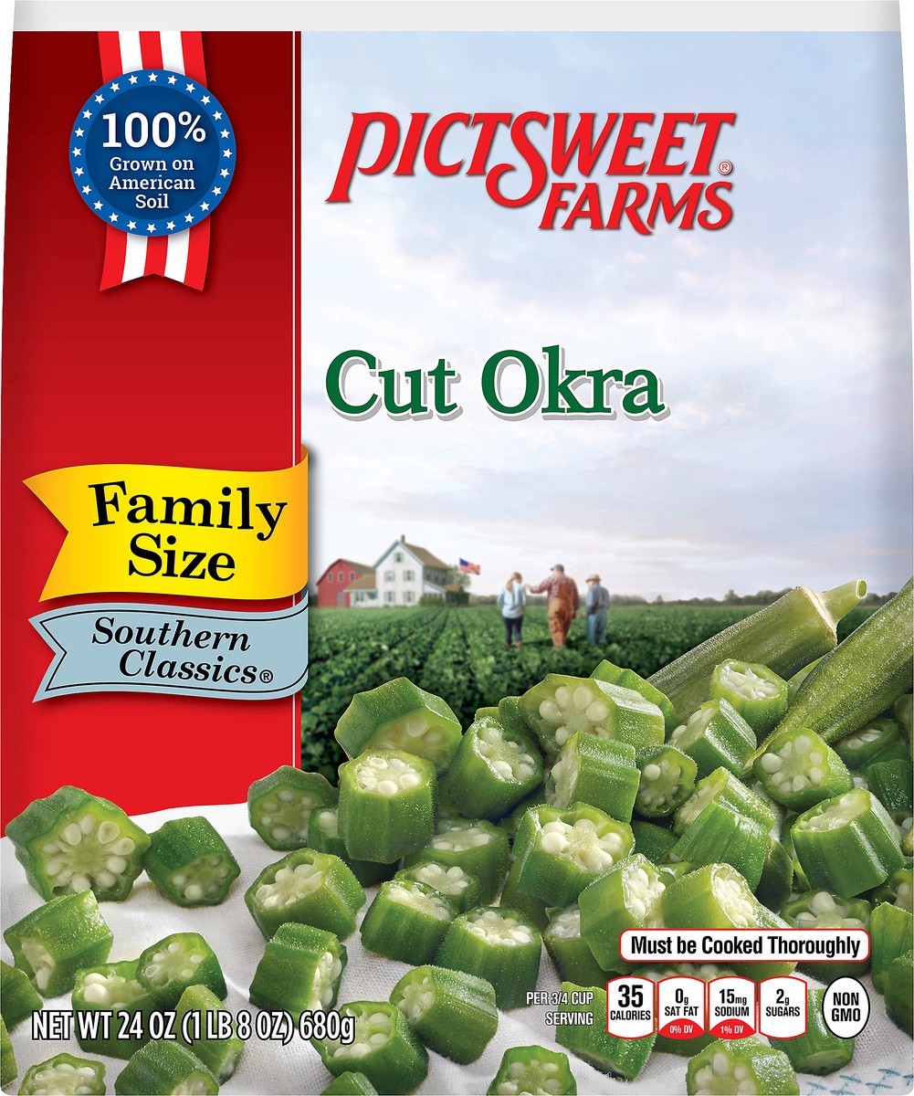 slide 4 of 7, PictSweet Okra, 24 oz