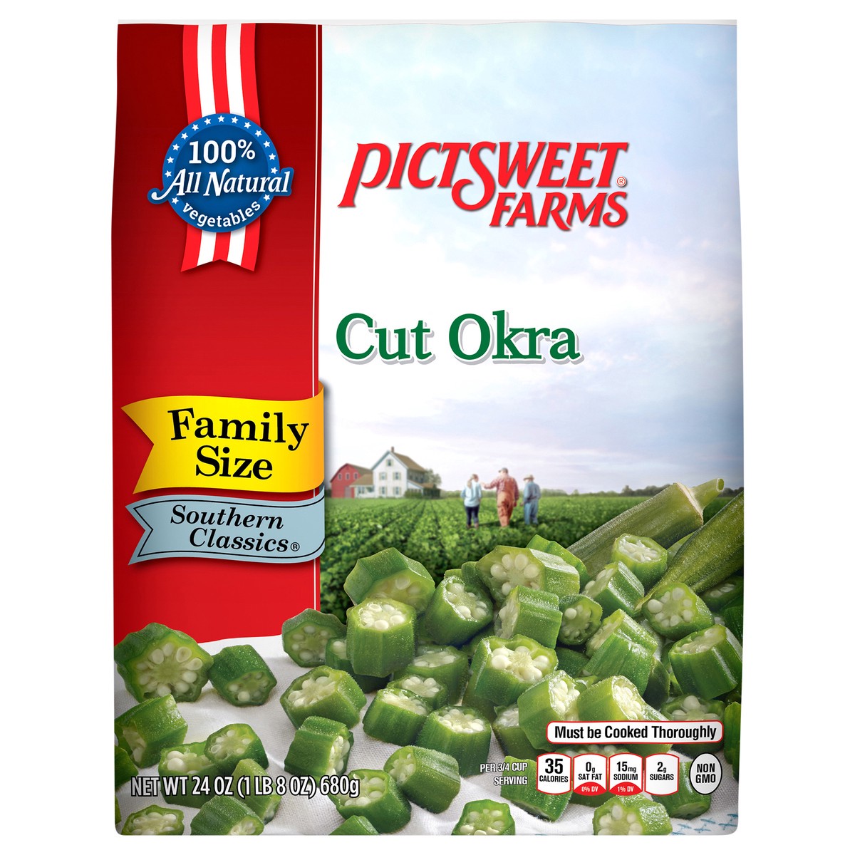 slide 1 of 7, PictSweet Okra, 24 oz