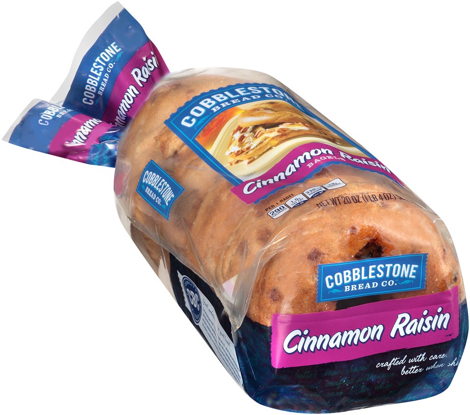slide 1 of 5, Cobblestone Bread Co. Cinnamon Raisin Bagels, 20 oz