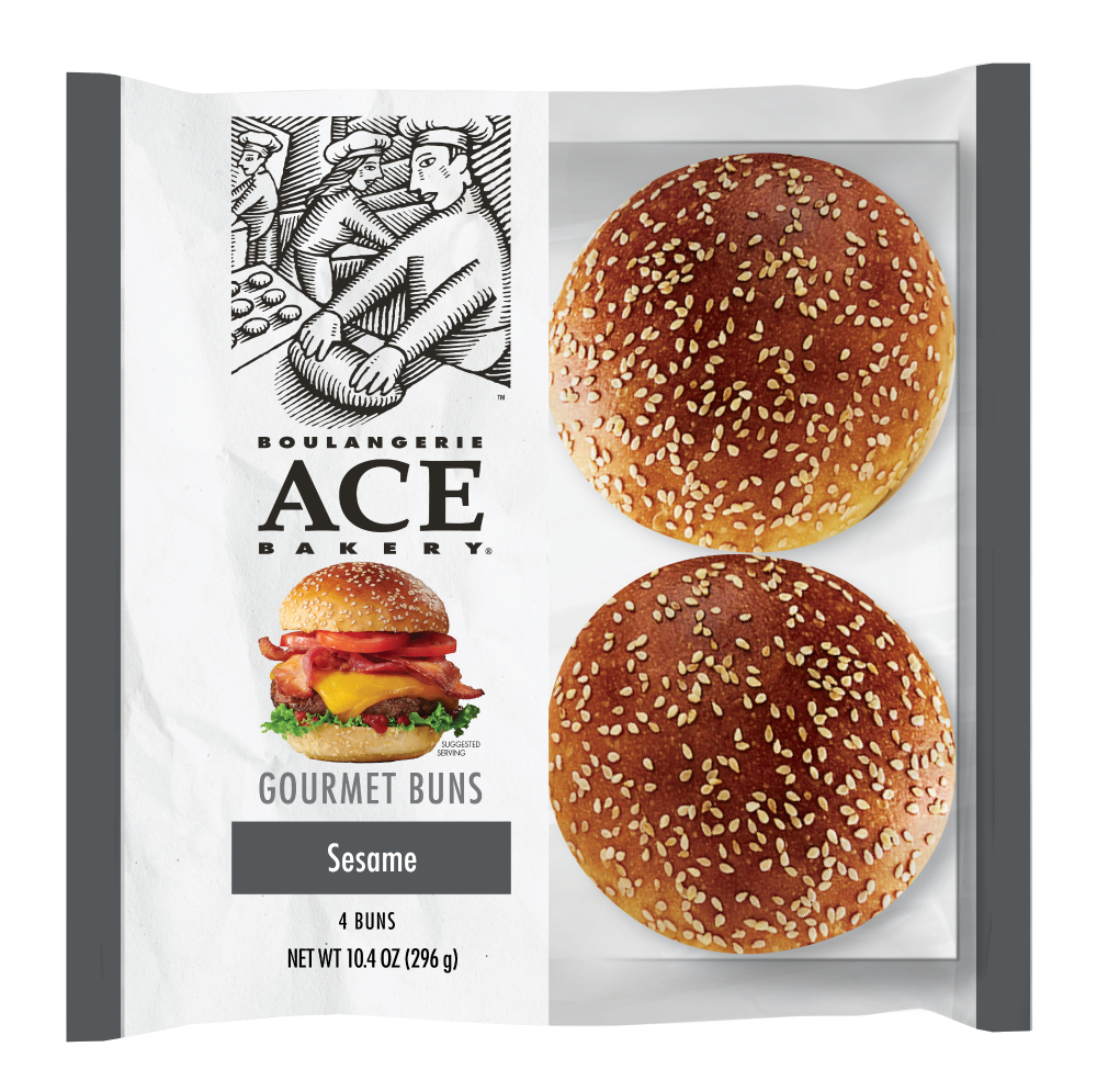 slide 1 of 5, Ace Bakery Sesame Gourmet Burger Buns, 4 ct / 10.4 oz, 4 ct
