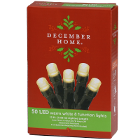 slide 3 of 5, December Home Battery Operated 8-Function LED Warm White Lights, 50 ct