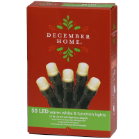 slide 5 of 5, December Home Battery Operated 8-Function LED Warm White Lights, 50 ct