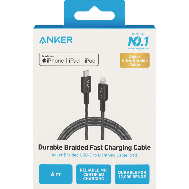 slide 1 of 1, CVS Anker 322 Usb-C To Lightning Cable (6ft Braided), 1 ct