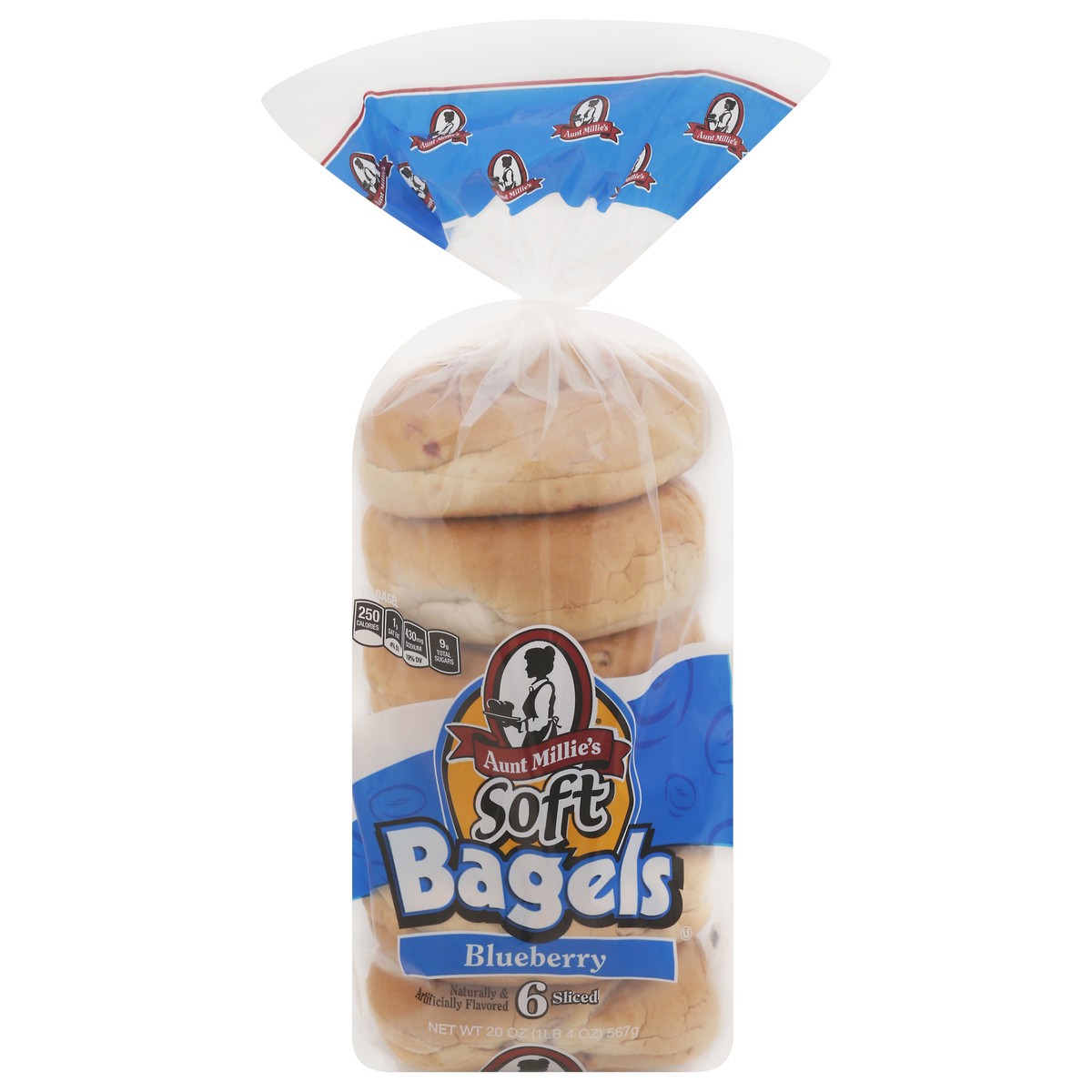 slide 1 of 1, Aunt Millie's Sliced Soft Blueberry Bagels 6 ea, 10 ct