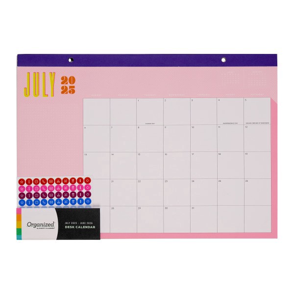 slide 4 of 10, 2025-2026 Happy Planner Organized Desk Calendar, 17"" x 12"", Riso Pop, July 2025 To June 2026, CD00073001, 1 ct