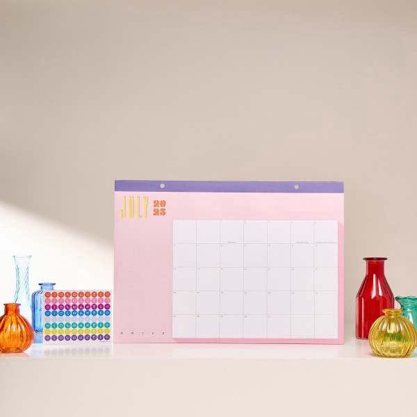 slide 5 of 10, 2025-2026 Happy Planner Organized Desk Calendar, 17"" x 12"", Riso Pop, July 2025 To June 2026, CD00073001, 1 ct