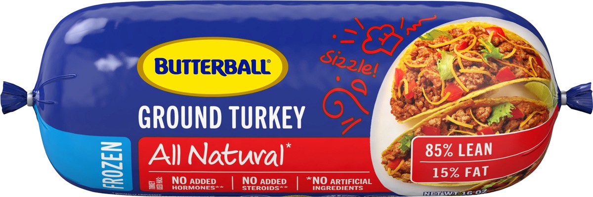 slide 1 of 6, Butterball All Natural 85% Lean/15% Fat Frozen Ground Turkey Roll, 16 oz