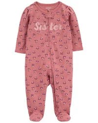 Carter's Baby Little Sister 2-Way Zip Cotton Sleep & Play Pink NB
