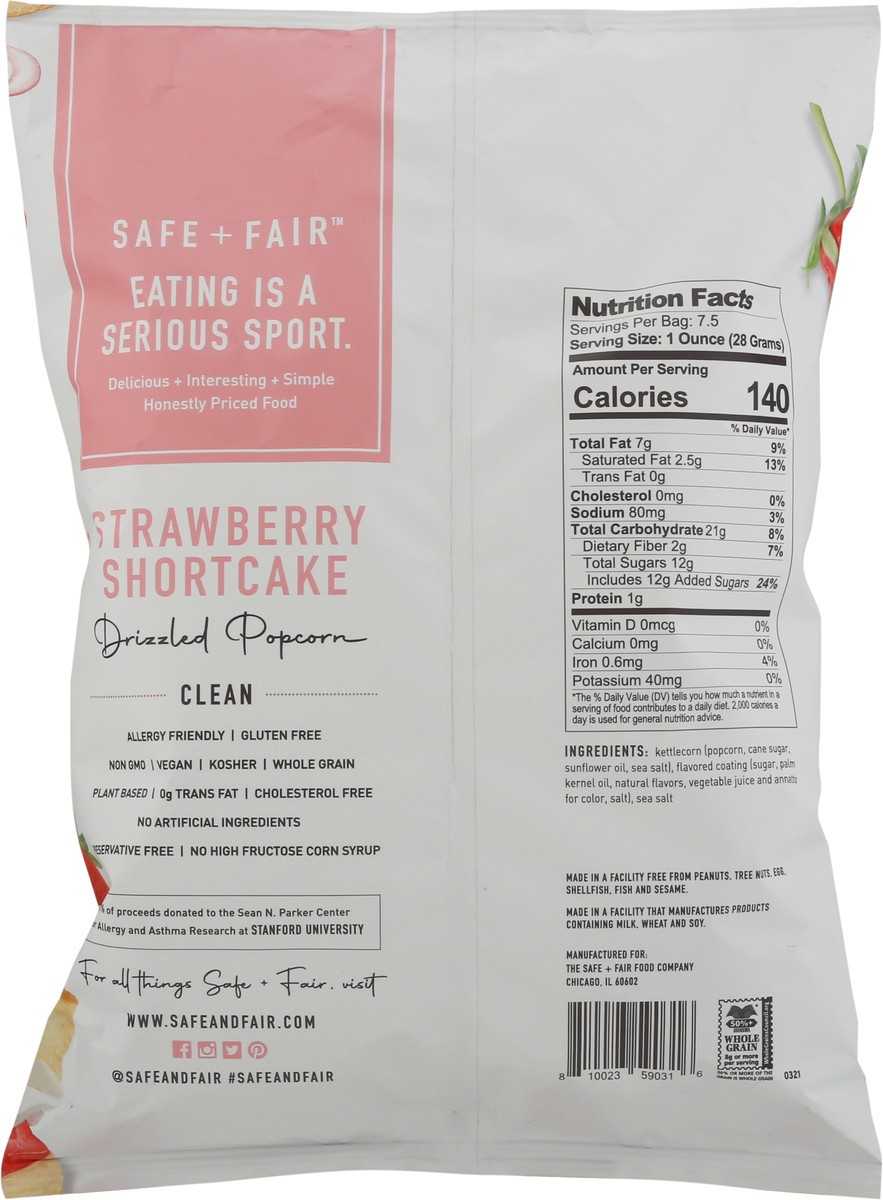 slide 11 of 14, The Safe + Fair Food Company Kettle Popped Strawberry Shortcake Drizzled Popcorn 7.5 oz, 7.5 oz
