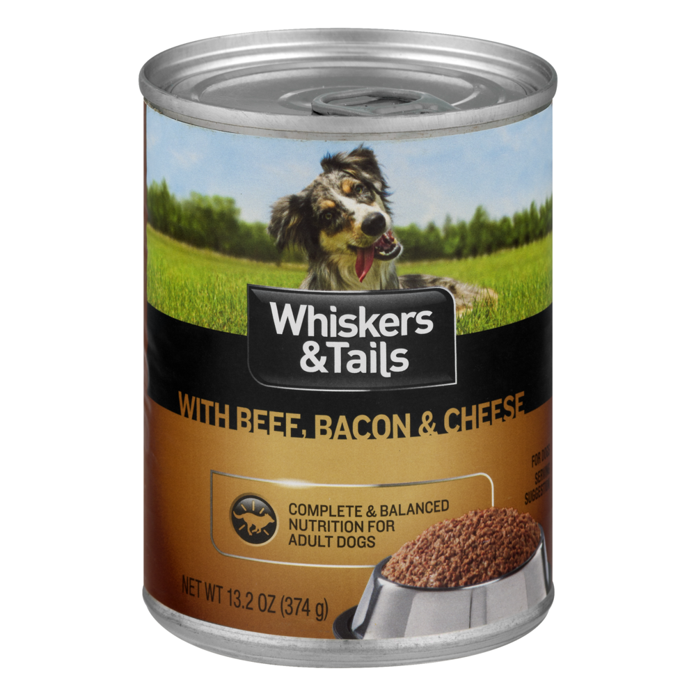 slide 1 of 1, Whiskers & Tails With Beef, Bacon & Cheese For Dogs, 13.2 oz