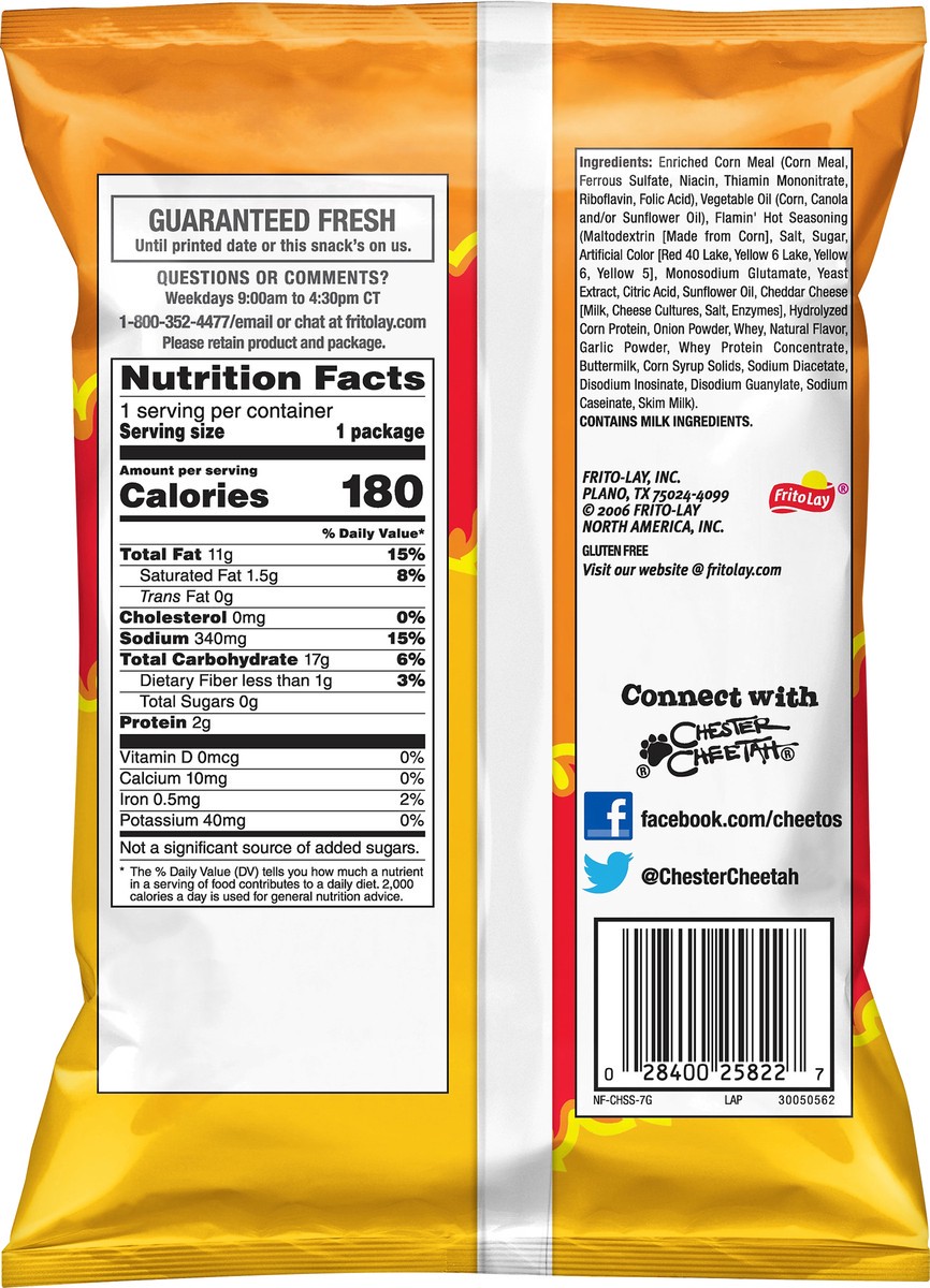 slide 5 of 5, Cheetos Snacks, Flamin' Hot Flavored, Puffs, 1.125 oz