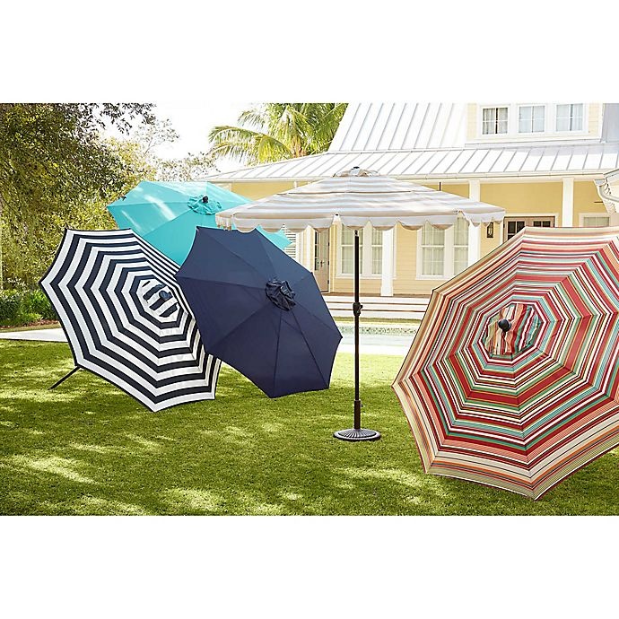 slide 1 of 1, Destination Summer 9-Foot Round Aluminum and Fiberglass Outdoor Umbrella - Black/White Stripe, 1 ct